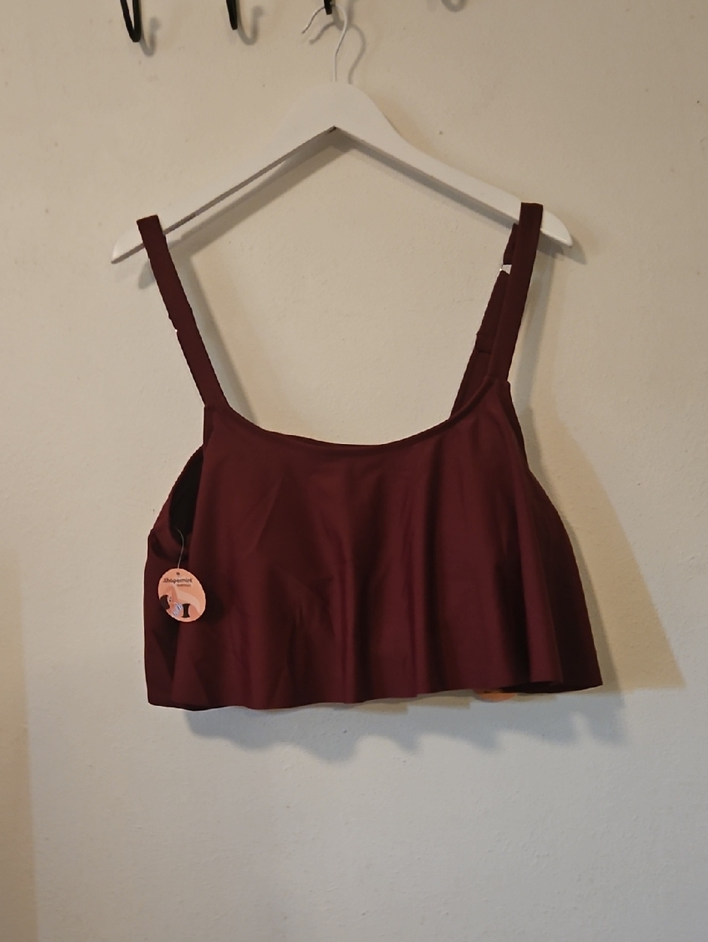 Shapermint Burgundy Flounce Crop Swim Bikini